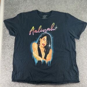 Aaliyah Short Sleeve Shirt Black Graphic Womens Size 2XL